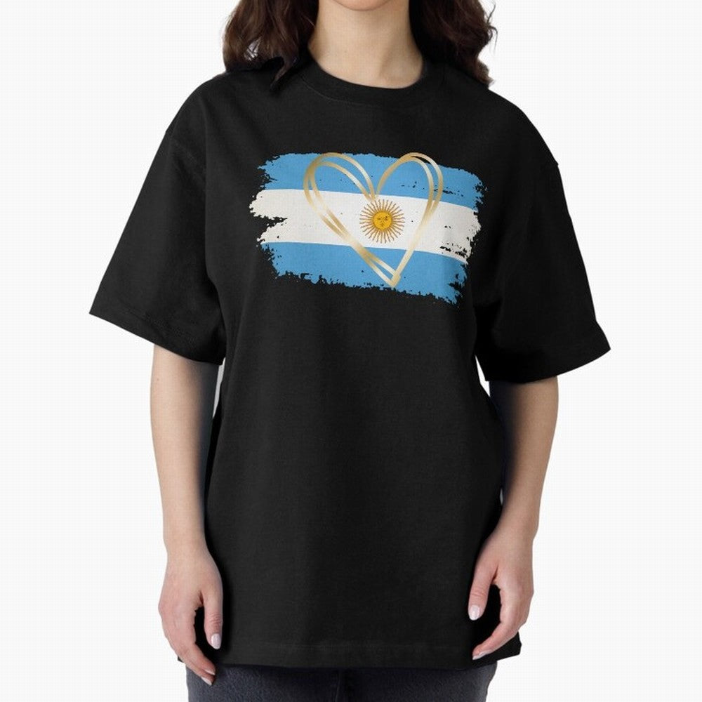 ARGENTINA FLAG WITH GOLDEN HEART Classic T-Shirt Fuel Your Fan Pride for FIFA World Cup 2026 Group Stage for Fans of Haaland and Portugal, Spain and Germany, Bringing Championship Spirit, Famous Goals, Roaring Crowds and International Football