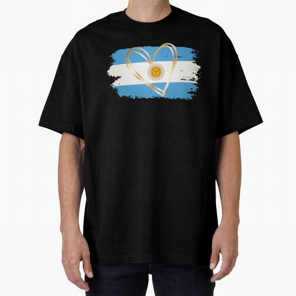 ARGENTINA FLAG WITH GOLDEN HEART Classic T-Shirt Fuel Your Fan Pride for FIFA World Cup 2026 Group Stage for Fans of Haaland and Portugal, Spain and Germany, Bringing Championship Spirit, Famous Goals, Roaring Crowds and International Football