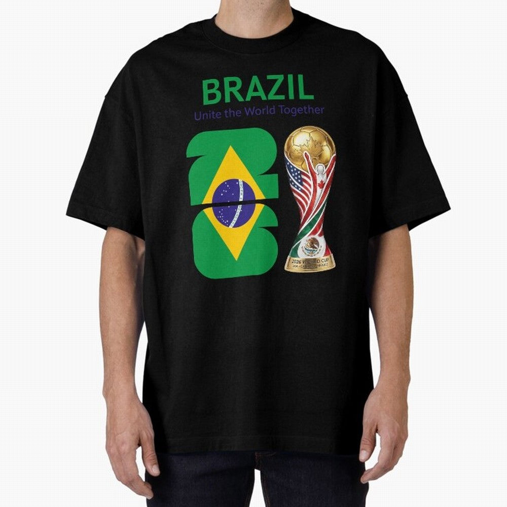 World Cup 2026, IMG 018, BRAZIL 002 Oversized T-Shirt Celebrate Golden Goal Energy in FIFA World Cup 2026 Group Stage Spirit, Made for England, France and Netherlands, Mbappe and Neymar, Stadium Memories, Football Loyalty, International Chants and