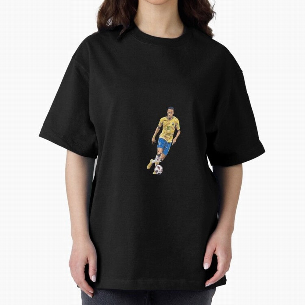 Brazilian Football Player Oversized T-Shirt Support Iconic Players in FIFA World Cup 2026 for Fans of Messi, Neymar and Mbappe and Argentina, France and Brazil, Bringing Classic Soccer Heritage, Championship Pressure, Fan Loyalty and International