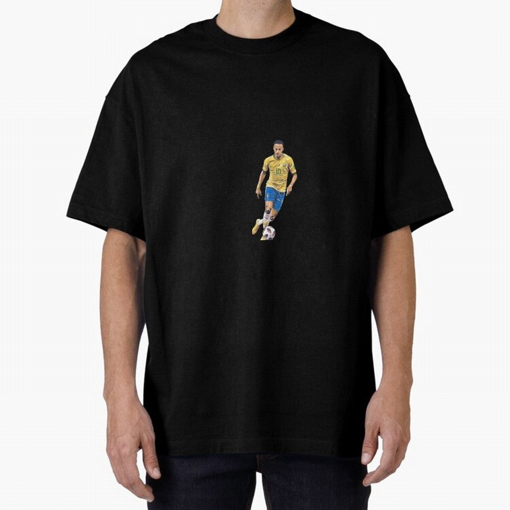 Brazilian Football Player Oversized T-Shirt Support Iconic Players in FIFA World Cup 2026 for Fans of Messi, Neymar and Mbappe and Argentina, France and Brazil, Bringing Classic Soccer Heritage, Championship Pressure, Fan Loyalty and International