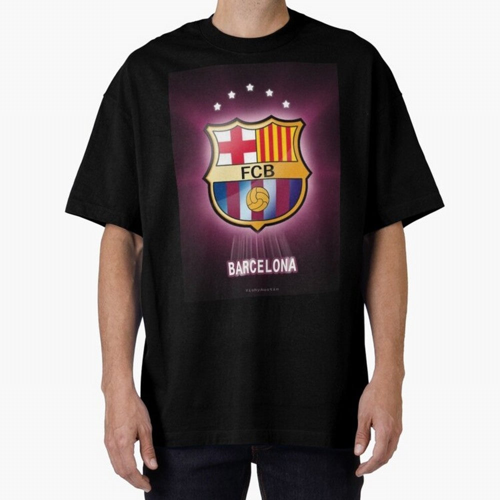 barcelona Oversized T-Shirt Celebrate Golden Goal Energy in Global Football Passion for FIFA World Cup 2026 Group Stage, Featuring Messi, CR7 and Mbappe, Spain, Champion Mindset, Group Stage Buzz, Knockout Tension and Passionate Fan Culture; Made