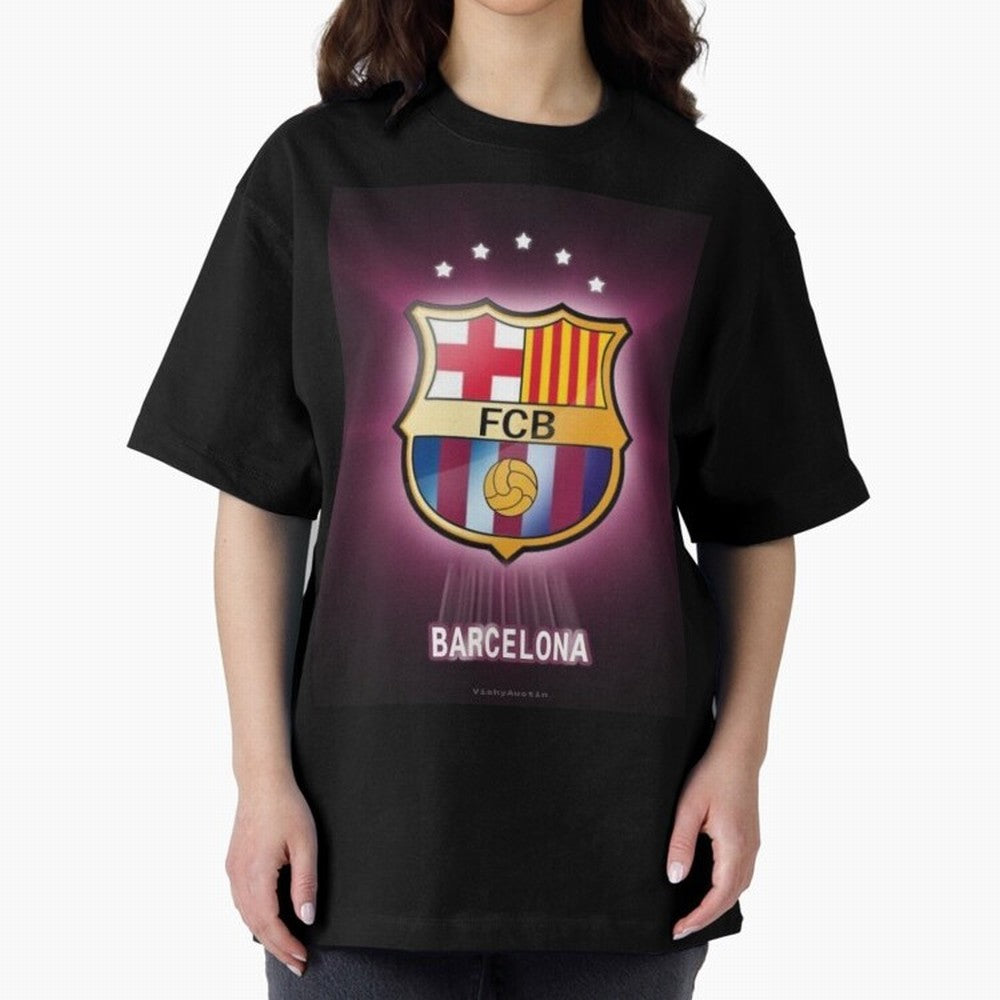 barcelona Oversized T-Shirt Celebrate Golden Goal Energy in Global Football Passion for FIFA World Cup 2026 Group Stage, Featuring Messi, CR7 and Mbappe, Spain, Champion Mindset, Group Stage Buzz, Knockout Tension and Passionate Fan Culture; Made