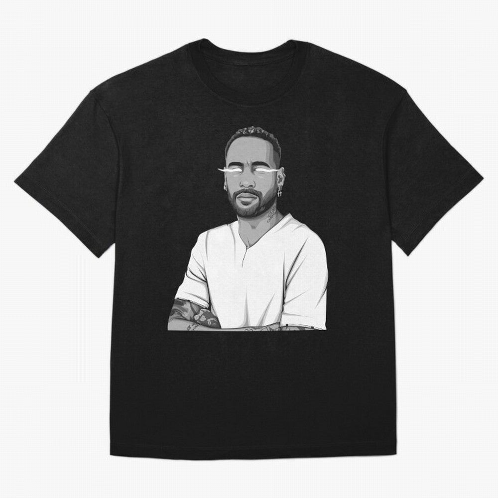 Neymar Jr. Black and White Version Oversized T-Shirt Show Passion for the Stars of FIFA World Cup 2026 USA Canada Mexico Spirit, Filled with Argentina, Neymar, Retro Football Energy, Iconic Rivalries, Trophy Chase Drama and Stadium Atmosphere;