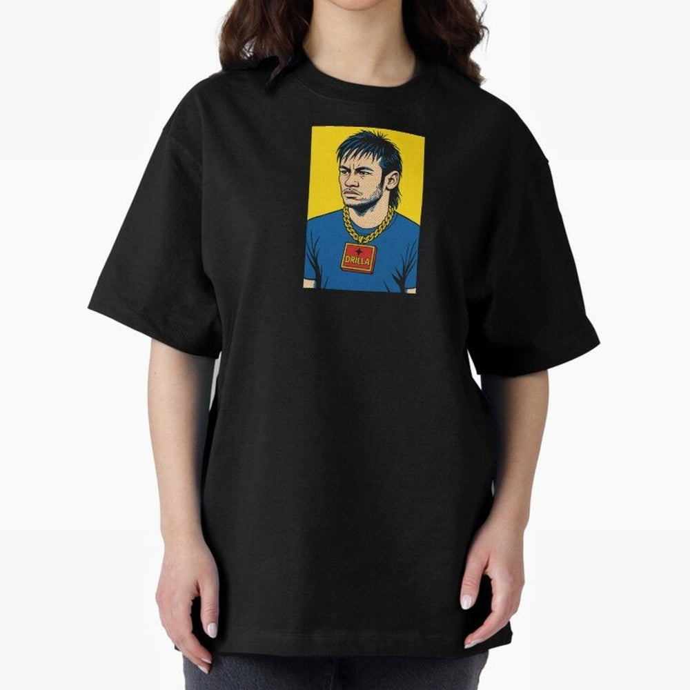 Drilla Clothing Neymar Popart Print T Shirt Oversized T-Shirt Celebrate Fan Culture around FIFA World Cup 2026 USA Canada Mexico Spirit, Celebrating Argentina, France and Brazil, Messi, CR7 and Mbappe, Classic Soccer Heritage, Championship
