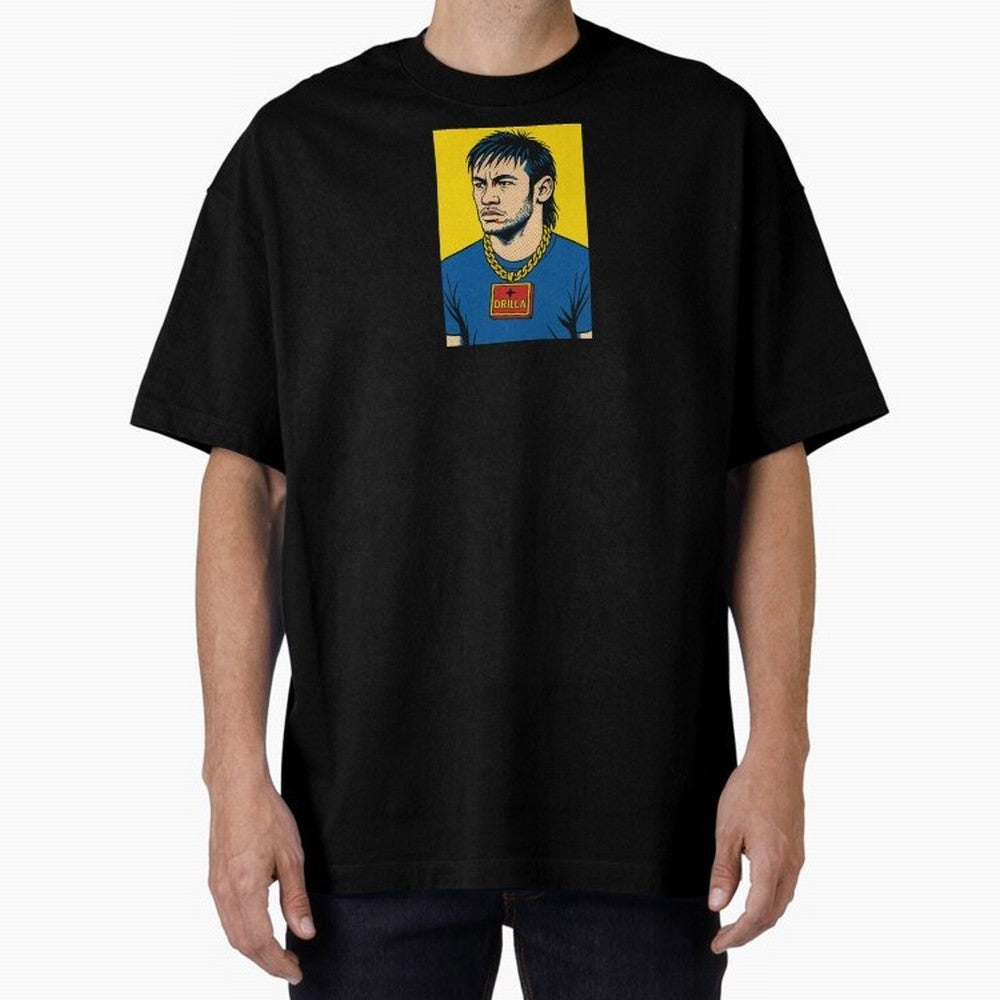 Drilla Clothing Neymar Popart Print T Shirt Oversized T-Shirt Celebrate Fan Culture around FIFA World Cup 2026 USA Canada Mexico Spirit, Celebrating Argentina, France and Brazil, Messi, CR7 and Mbappe, Classic Soccer Heritage, Championship