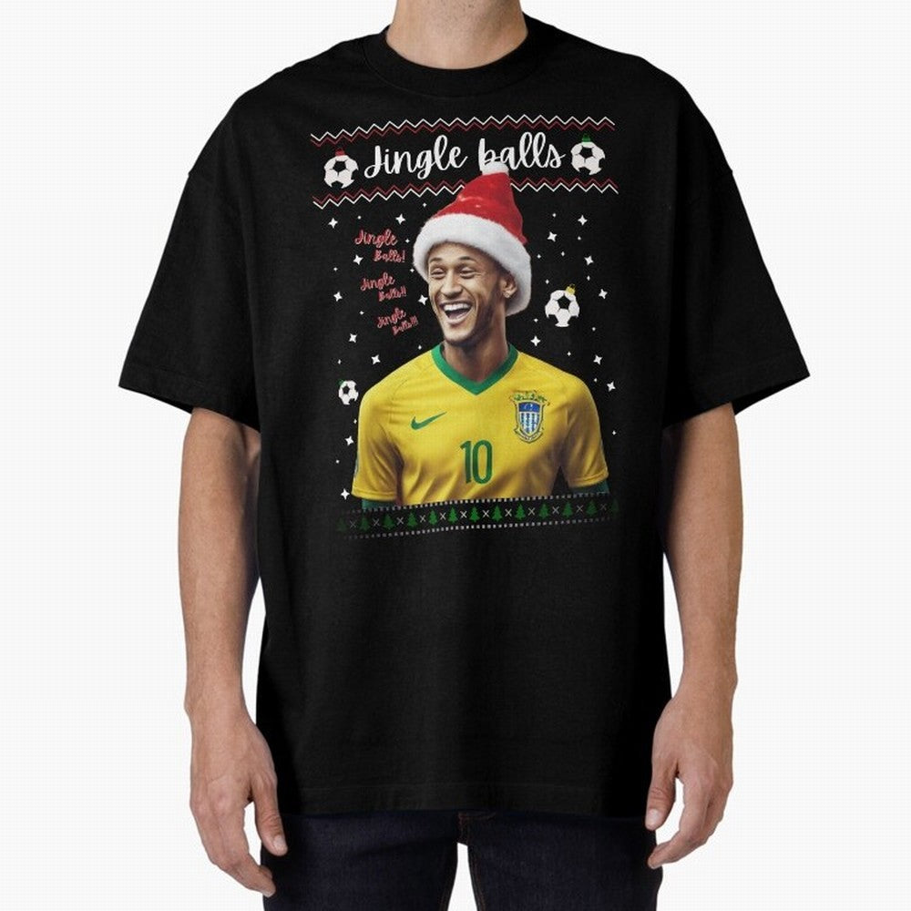 Jingle Balls Christmas Football Fan Art with Santa Neymar Active T-Shirt Create Global Football Passion for FIFA World Cup 2026 Group Stage, Celebrating Messi, Argentina, France and Brazil, Sports Nostalgia, International Competition, Famous