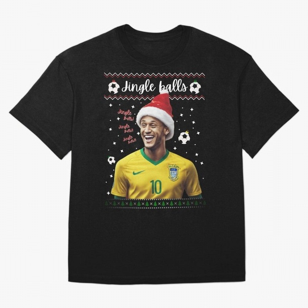Jingle Balls Christmas Football Fan Art with Santa Neymar Active T-Shirt Create Global Football Passion for FIFA World Cup 2026 Group Stage, Celebrating Messi, Argentina, France and Brazil, Sports Nostalgia, International Competition, Famous