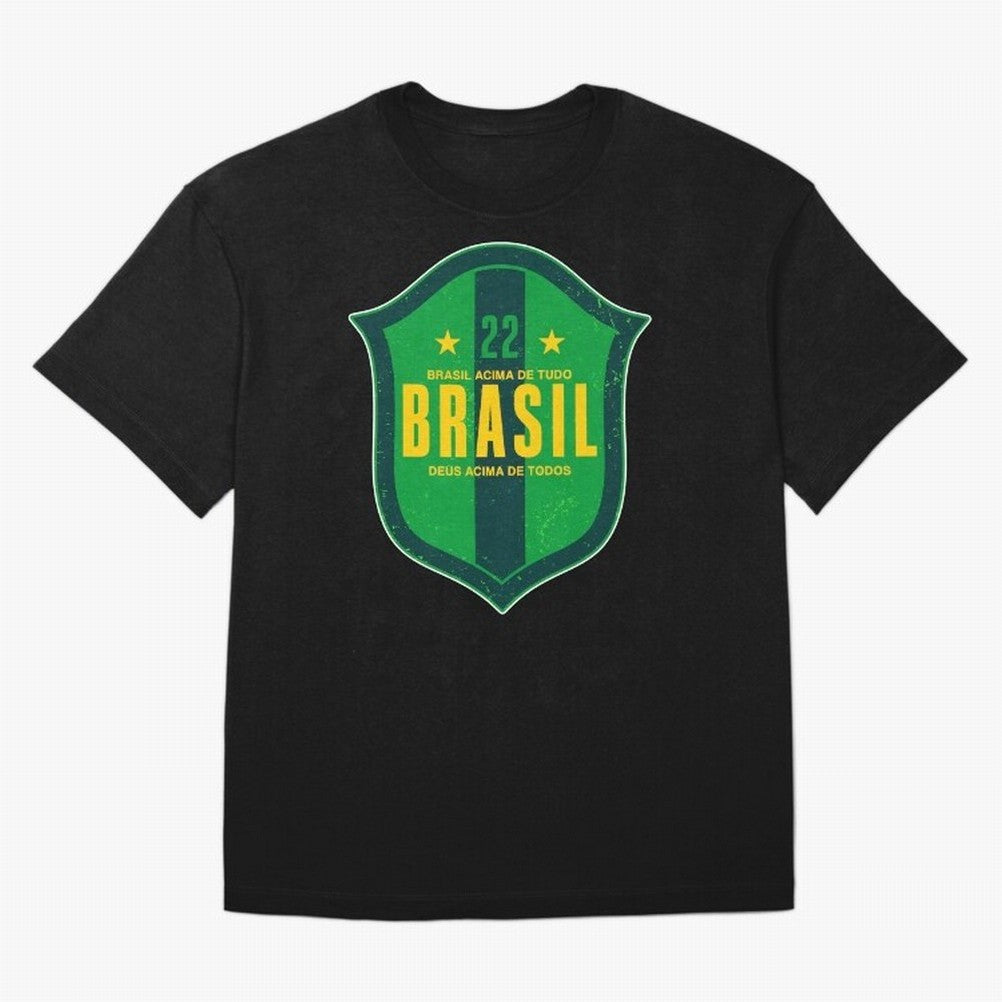 BRAS?O BRASIL 22 Oversized T-Shirt Cheer for FIFA World Cup 2026 USA Canada Mexico for Fans of Messi, Neymar and Mbappe and Spain, Bringing Stadium Chants, National Pride, Trophy Dreams and Unforgettable Football Memories; Created for Match Day