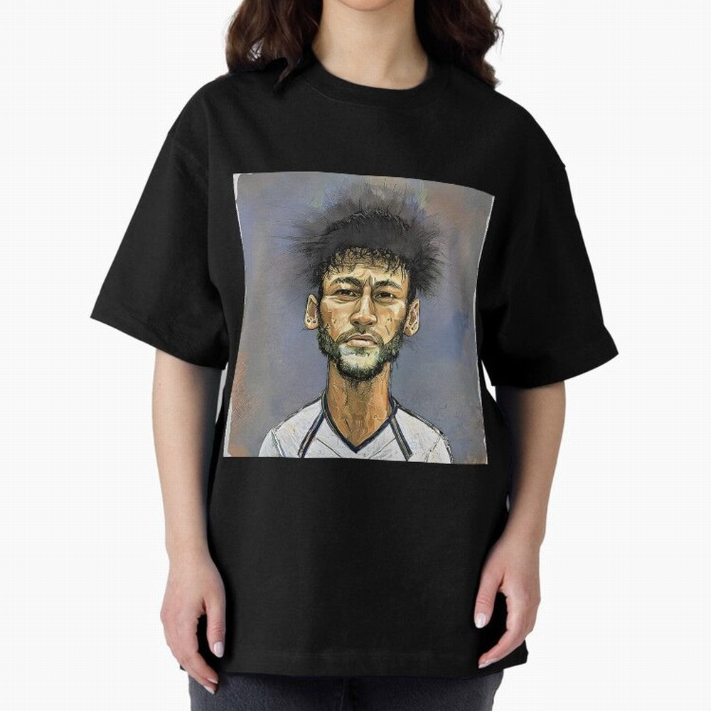 Portrait of neymar Oversized T-Shirt Show Your Stadium Side during Global Football Passion for FIFA World Cup 2026 USA Canada Mexico, Inspired by Mbappe and Neymar, Portugal, Goal Celebration Energy, Supporter Heritage, Football Icons and Worldwide