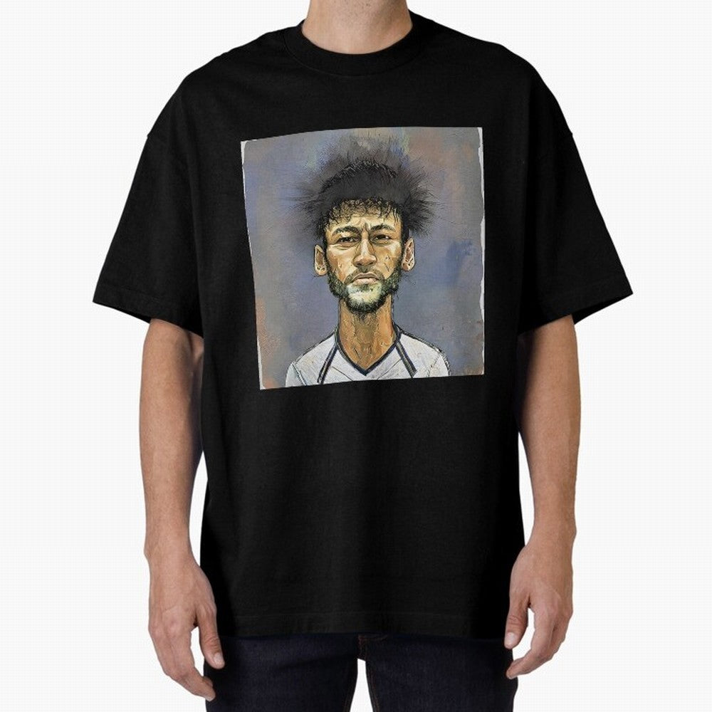 Portrait of neymar Oversized T-Shirt Show Your Stadium Side during Global Football Passion for FIFA World Cup 2026 USA Canada Mexico, Inspired by Mbappe and Neymar, Portugal, Goal Celebration Energy, Supporter Heritage, Football Icons and Worldwide