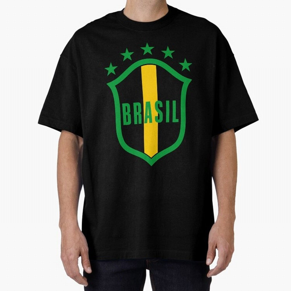 BRASIL LOGO 002 Oversized T-Shirt Show Your Stadium Side during Match Day Hype around FIFA World Cup 2026 USA Canada Mexico, Messi and Cristiano Ronaldo, France, Stadium Memories, Football Loyalty, International Chants and Championship Tradition;