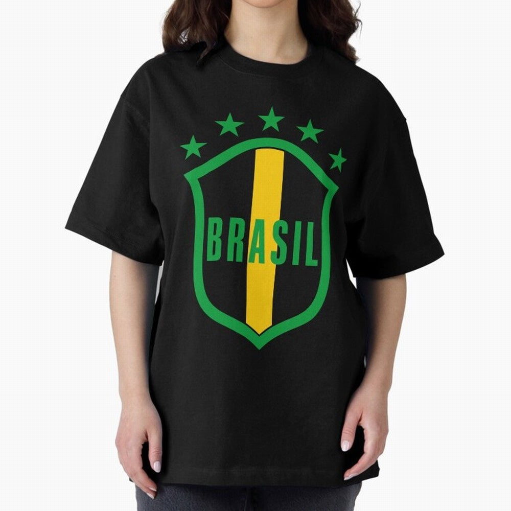 BRASIL LOGO 002 Oversized T-Shirt Show Your Stadium Side during Match Day Hype around FIFA World Cup 2026 USA Canada Mexico, Messi and Cristiano Ronaldo, France, Stadium Memories, Football Loyalty, International Chants and Championship Tradition;