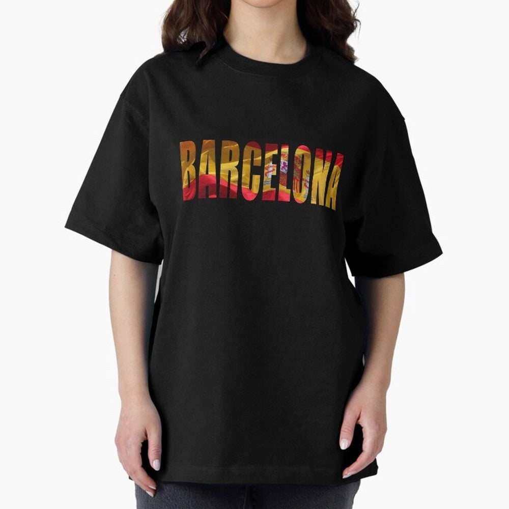 Barcelona city 2 Oversized T-Shirt Remember FIFA World Cup 2026 Group Stage for Fans of Messi and Cristiano Ronaldo and England, France and Netherlands, Bringing Retro Football Energy, Iconic Rivalries, Trophy Chase Drama and Stadium Atmosphere;