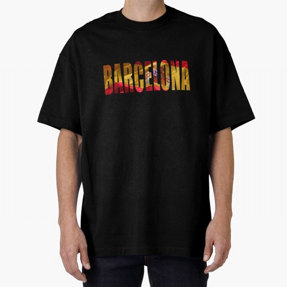 Barcelona city 2 Oversized T-Shirt Remember FIFA World Cup 2026 Group Stage for Fans of Messi and Cristiano Ronaldo and England, France and Netherlands, Bringing Retro Football Energy, Iconic Rivalries, Trophy Chase Drama and Stadium Atmosphere;