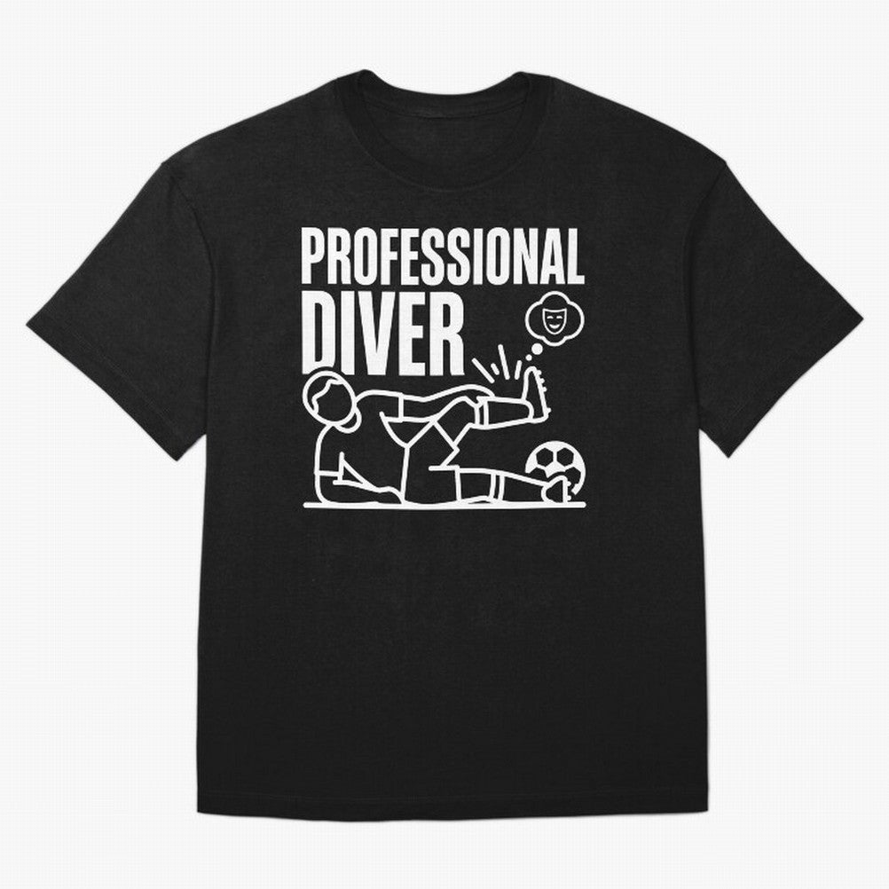 Professional Diver - Funny Soccer Faking Injury Oversized T-Shirt Carry National Pride through FIFA World Cup 2026 USA Canada Mexico Capturing Mbappe and Neymar, Spain Energy, Retro Football Energy, Iconic Rivalries, Trophy Chase Drama and Stadium