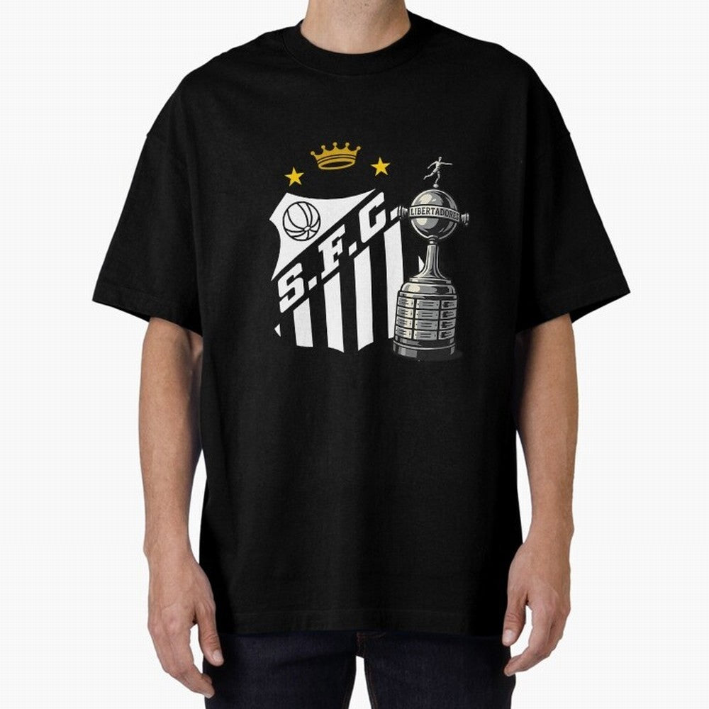Santos Of Brazil With The Libertadores Cup Oversized T-Shirt Turn Every Weekend Toward Match Day Hype around FIFA World Cup 2026, Cristiano Ronaldo, Netherlands, Football History, Final Match Energy, Crowd Noise and Once in a Lifetime Moments;
