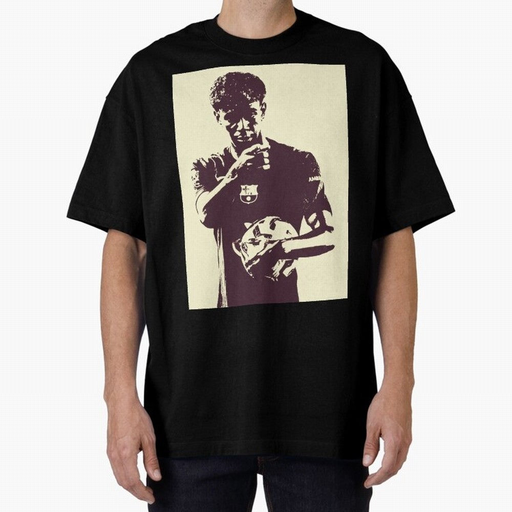 Lamine Yamal black and white Oversized T-Shirt Celebrate Unforgettable Nights in Global Football Passion for FIFA World Cup 2026 USA Canada Mexico, with CR7, Spain and Netherlands, Football Festival Excitement, Trophy Ambitions, Country Rivalries