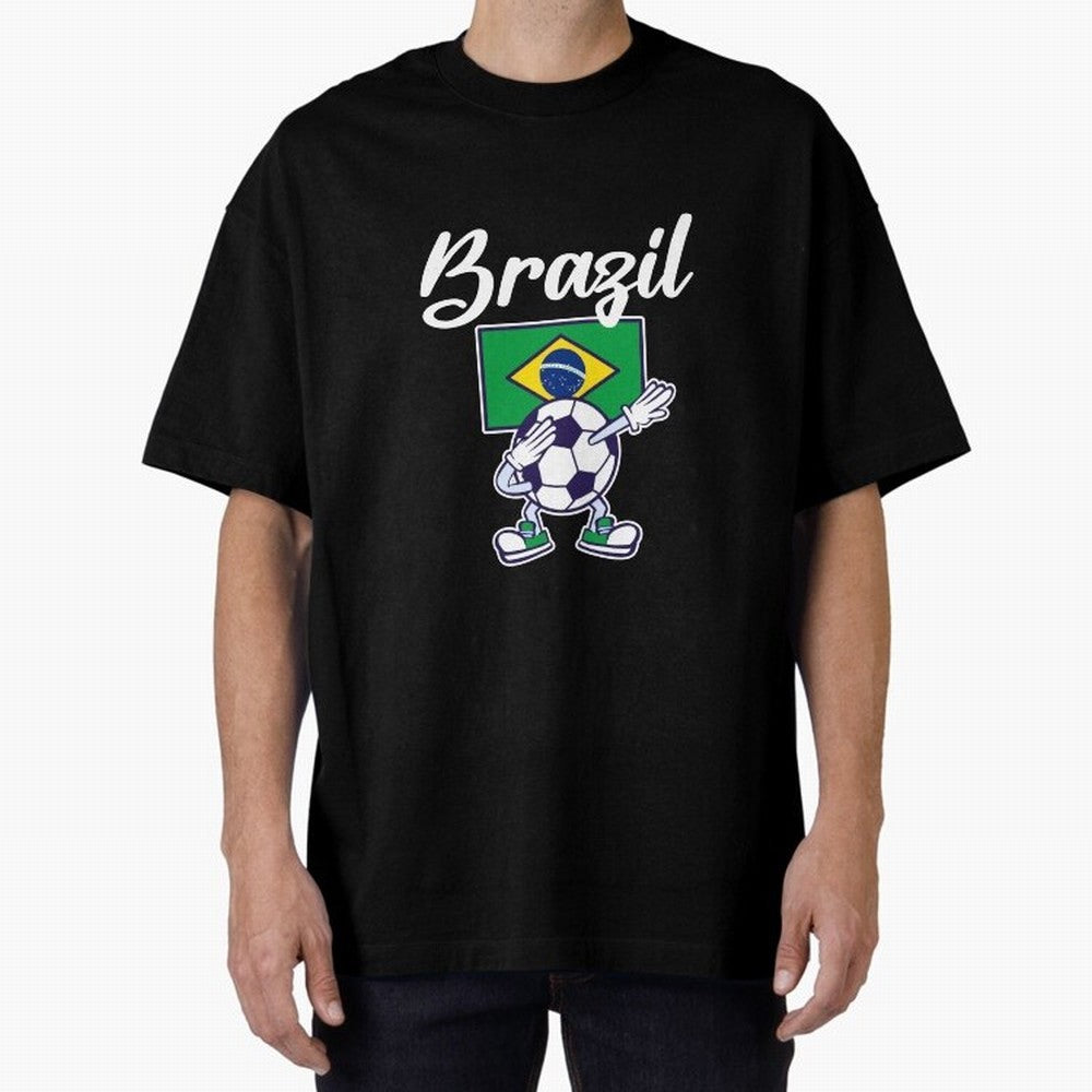 BRAZIL - Dabbing Football Soccer Ball - BRAZIL Classic T-Shirt Celebrate Football Dreams Across FIFA World Cup 2026 Spirit, Featuring England and Germany, Messi, Neymar and Mbappe, Football Festival Excitement, Trophy Ambitions, Country Rivalries