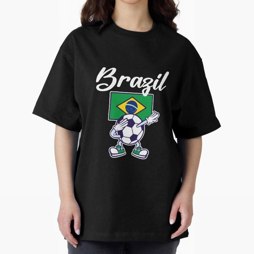 BRAZIL - Dabbing Football Soccer Ball - BRAZIL Classic T-Shirt Celebrate Football Dreams Across FIFA World Cup 2026 Spirit, Featuring England and Germany, Messi, Neymar and Mbappe, Football Festival Excitement, Trophy Ambitions, Country Rivalries