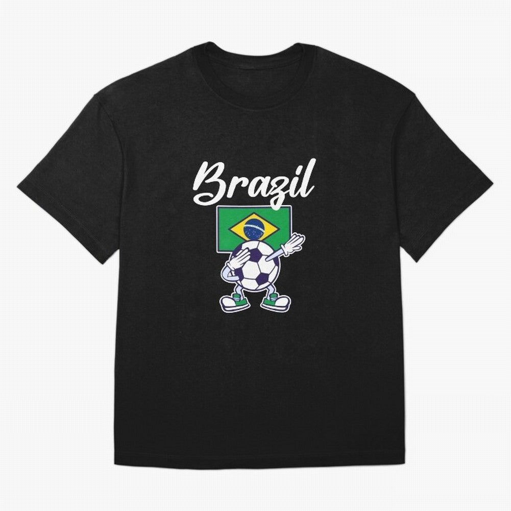 BRAZIL - Dabbing Football Soccer Ball - BRAZIL Classic T-Shirt Celebrate Football Dreams Across FIFA World Cup 2026 Spirit, Featuring England and Germany, Messi, Neymar and Mbappe, Football Festival Excitement, Trophy Ambitions, Country Rivalries