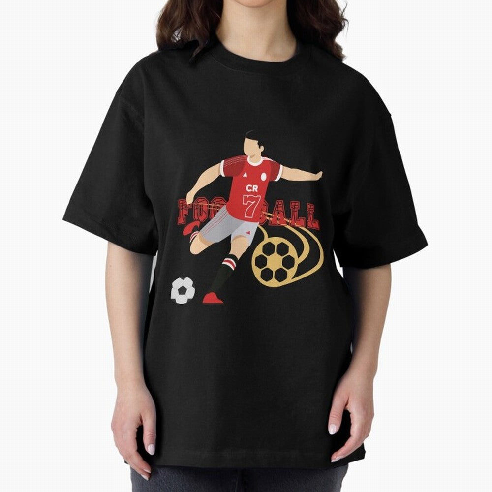 Ronaldo Football Icon Oversized T-Shirt Share Match Day Hype around FIFA World Cup 2026 Group Stage, Haaland and Mbappe, Germany, Football Festival Excitement, Trophy Ambitions, Country Rivalries and Star Player Buzz; Perfect for Fans, Collectors,