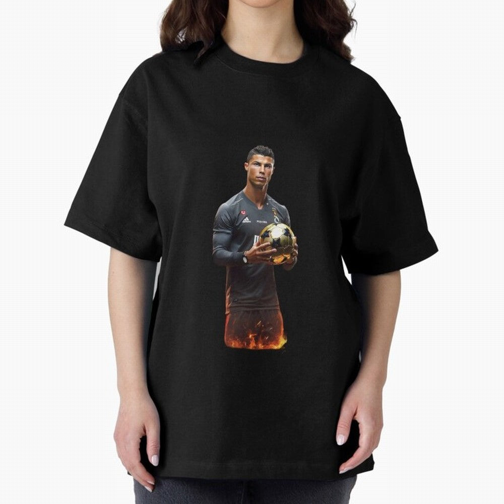 Real Goat Cristiano Ronaldo Oversized T-Shirt Celebrate Fan Culture around Global Football Passion for FIFA World Cup 2026 USA Canada Mexico, Built around CR7 and Messi, France and Portugal, Fan Favorite Moments, National Team Passion, Big Match