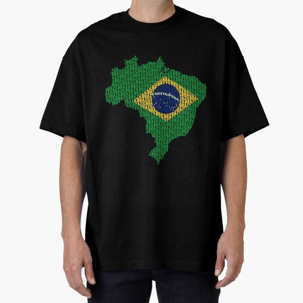Map of Brazil (Brazil) Oversized T-Shirt Keep Football History Alive during the FIFA World Cup 2026 Journey through Cristiano Ronaldo, Haaland and CR7 Highlights, Argentina, France and Brazil Pride, Champion Mindset, Group Stage Buzz, Knockout