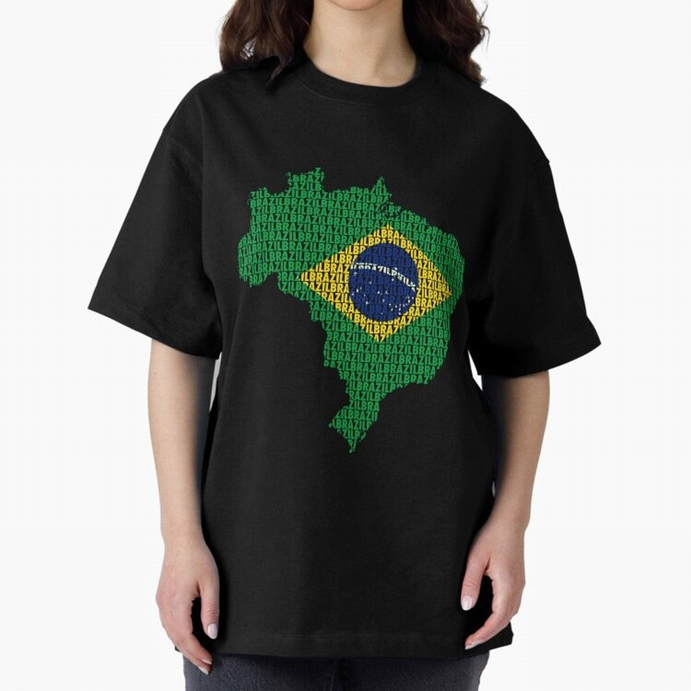 Map of Brazil (Brazil) Oversized T-Shirt Keep Football History Alive during the FIFA World Cup 2026 Journey through Cristiano Ronaldo, Haaland and CR7 Highlights, Argentina, France and Brazil Pride, Champion Mindset, Group Stage Buzz, Knockout