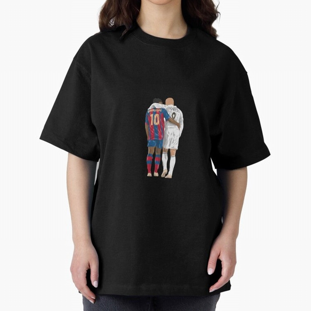 Ronaldinho, Ronaldo Minimalist Oversized T-Shirt Celebrate Fan Culture around FIFA World Cup 2026 USA Canada Mexico Spirit, Capturing France and Portugal, Messi, Stadium Memories, Football Loyalty, International Chants and Championship Tradition;