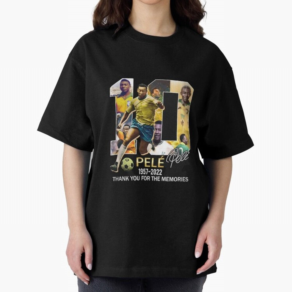 Signed Pele Shirt Oversized T-Shirt Cheer through Every Moment of FIFA World Cup 2026 USA Canada Mexico Spirit, Highlighting Portugal, Mbappe, Retro Football Energy, Iconic Rivalries, Trophy Chase Drama and Stadium Atmosphere; Made for Collectors