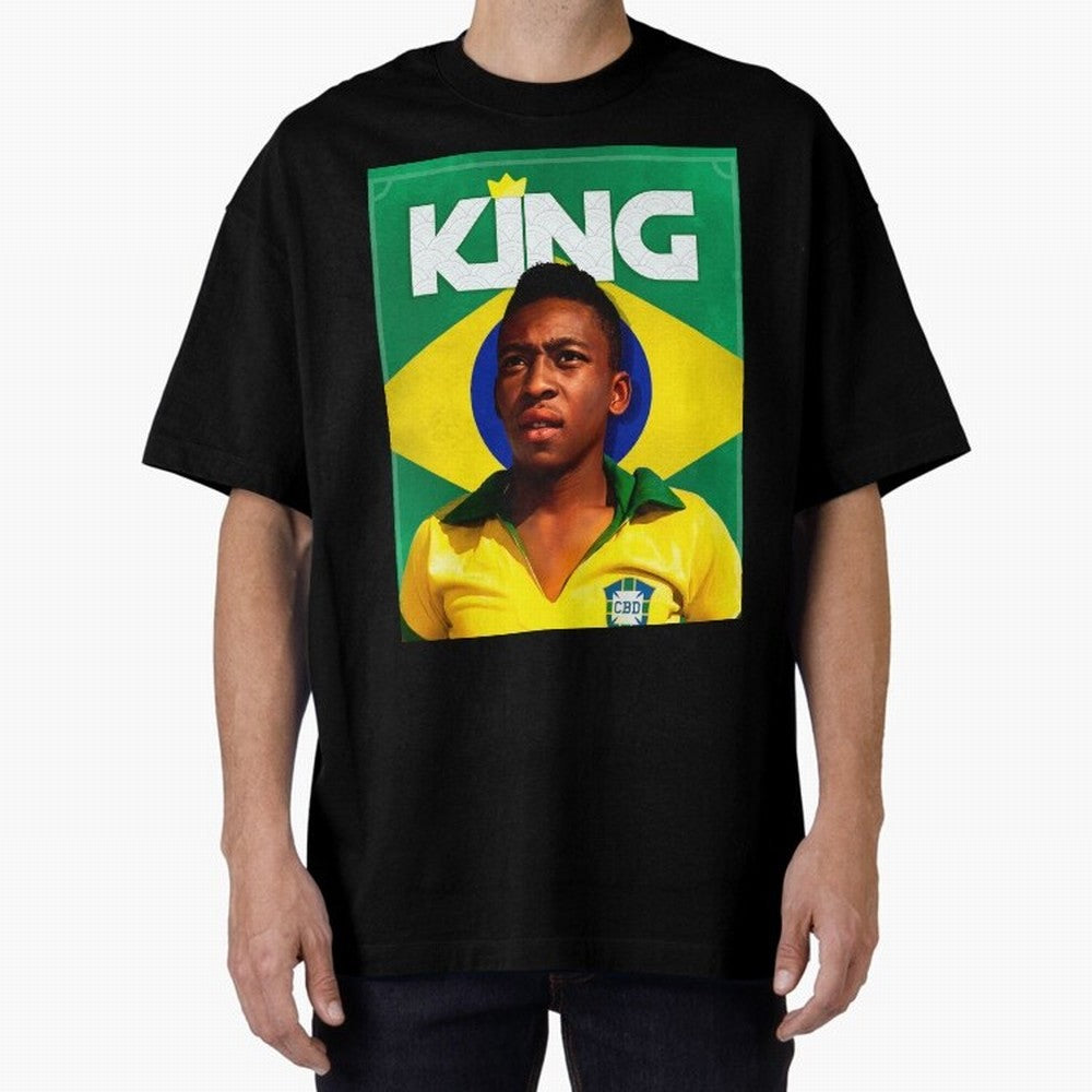 King Pele Oversized T-Shirt Represent FIFA World Cup 2026 USA Canada Mexico for Fans of Mbappe and Neymar and England, France and Netherlands, Bringing Retro Football Energy, Iconic Rivalries, Trophy Chase Drama and Stadium Atmosphere; Made for