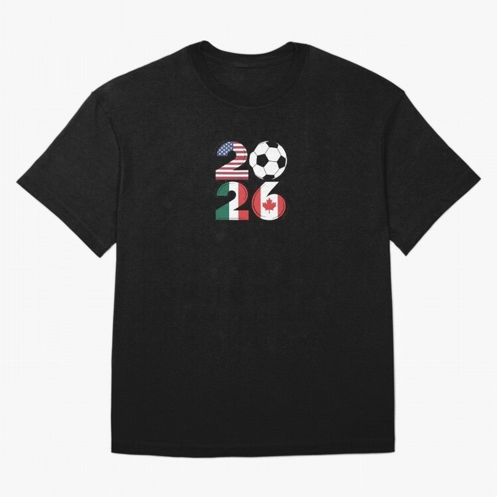 2026 soccer logo Classic T-Shirt Represent Football Lovers during FIFA World Cup 2026 USA Canada Mexico Spirit, Featuring Brazil, Portugal and Argentina, Messi and Cristiano Ronaldo, Worldwide Fan Energy, Dramatic Goals, Stadium Lights and