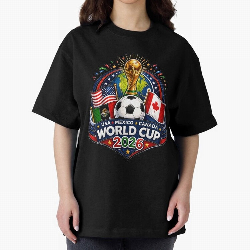 World Cup 2026 Sticker ¨C USA Mexico Canada Football Trophy Design Classic T-Shirt Celebrate National Team Dreams in Global Football Passion for FIFA World Cup 2026 Group Stage, with Neymar, England and Germany, Match Day Excitement, Supporter