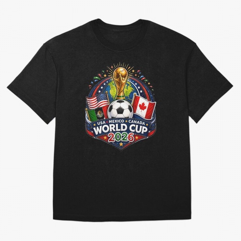 World Cup 2026 Sticker ¨C USA Mexico Canada Football Trophy Design Classic T-Shirt Celebrate National Team Dreams in Global Football Passion for FIFA World Cup 2026 Group Stage, with Neymar, England and Germany, Match Day Excitement, Supporter