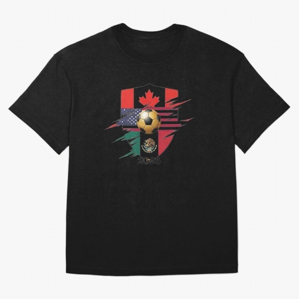 Golden Soccer Ball 2026 Host Nations Emblem Classic T-Shirt Remember FIFA World Cup 2026 USA Canada Mexico Spirit, Centered on England and Germany, Haaland and Mbappe, Champion Mindset, Group Stage Buzz, Knockout Tension and Passionate Fan Culture;