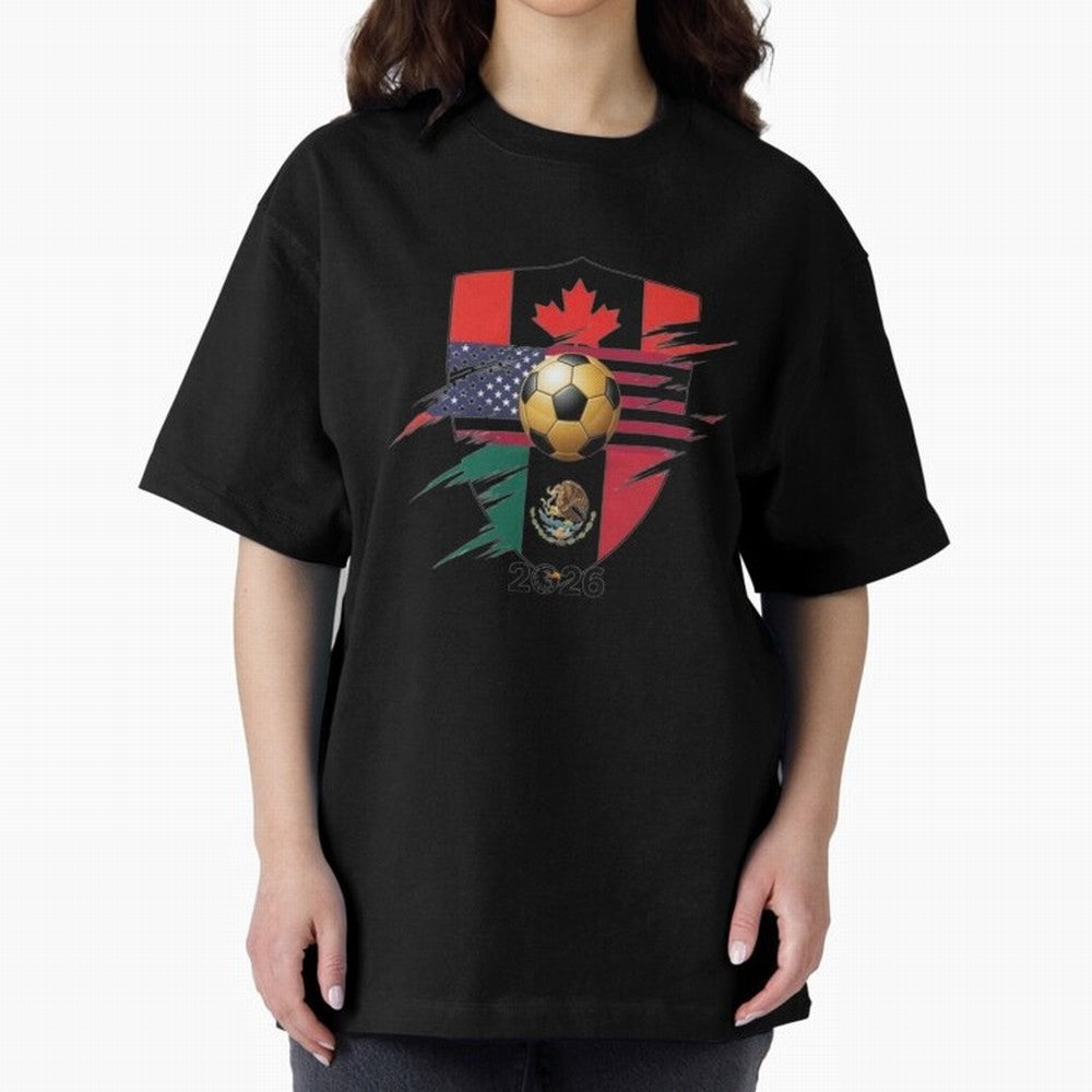 Golden Soccer Ball 2026 Host Nations Emblem Classic T-Shirt Remember FIFA World Cup 2026 USA Canada Mexico Spirit, Centered on England and Germany, Haaland and Mbappe, Champion Mindset, Group Stage Buzz, Knockout Tension and Passionate Fan Culture;