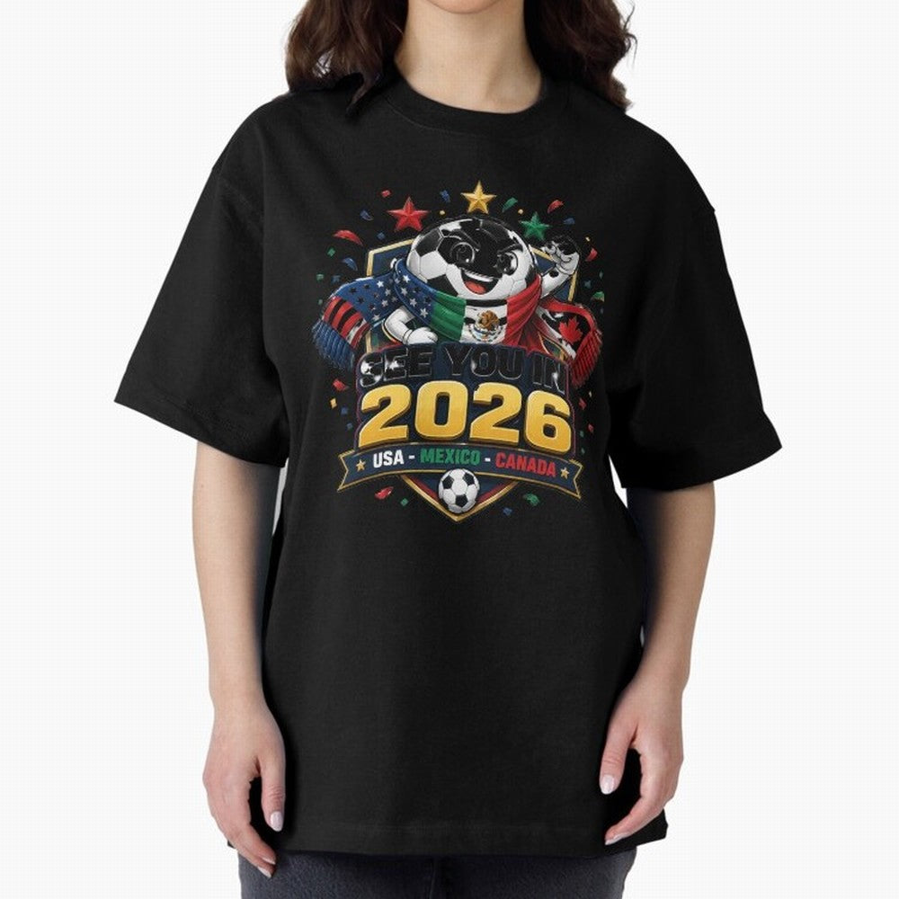 See You in 2026 USA Mexico Canada Soccer Mascot Classic T-Shirt Show Love for Legendary Goals in FIFA World Cup 2026 Driven by Mbappe, Portugal, Spain and Germany Energy, Football Passion, Legendary Performances, Festival Vibes and Supporter