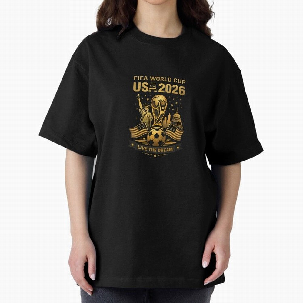 Fifa World Cup USA 2026 Gold Soccer Football Classic T-Shirt Make Every Match About FIFA World Cup 2026 USA Canada Mexico Spirit, Featuring Spain and Netherlands, Cristiano Ronaldo, Championship Spirit, Famous Goals, Roaring Crowds and