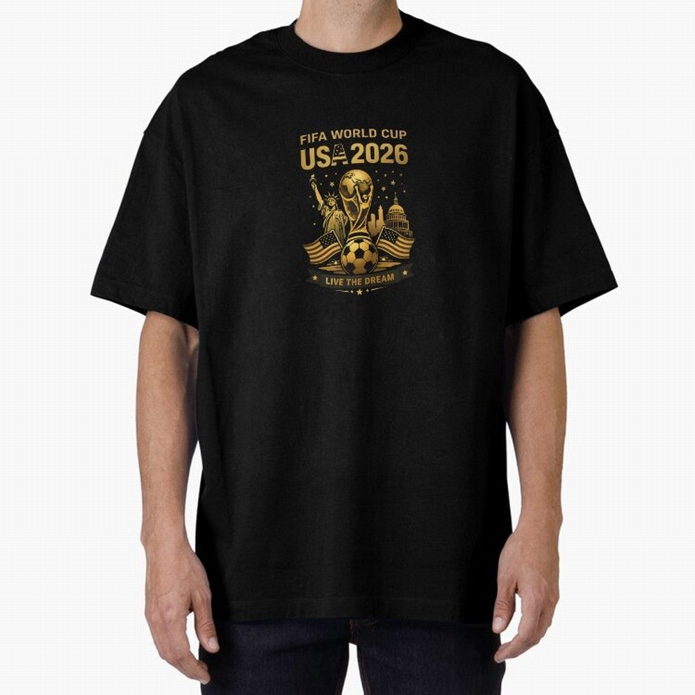 Fifa World Cup USA 2026 Gold Soccer Football Classic T-Shirt Make Every Match About FIFA World Cup 2026 USA Canada Mexico Spirit, Featuring Spain and Netherlands, Cristiano Ronaldo, Championship Spirit, Famous Goals, Roaring Crowds and