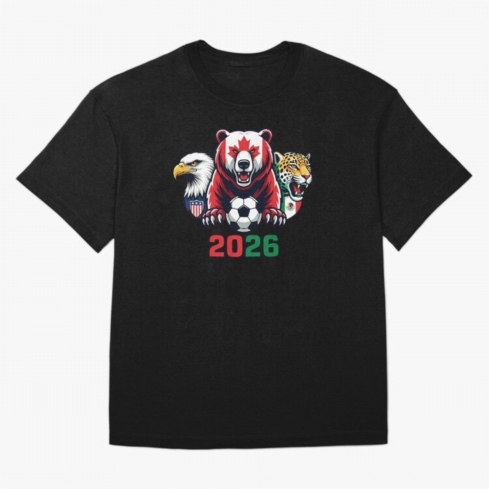 World Cup 2026 USA Canada Mexico Host Mascots Classic T-Shirt Celebrate Supporters United by FIFA World Cup 2026 Made for Messi, England, France and Netherlands Energy, Vintage Soccer Flavor, Modern Football Stars, National Flags and Final Night