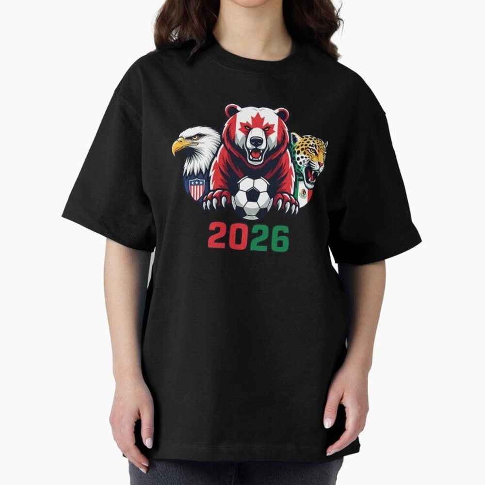 World Cup 2026 USA Canada Mexico Host Mascots Classic T-Shirt Celebrate Supporters United by FIFA World Cup 2026 Made for Messi, England, France and Netherlands Energy, Vintage Soccer Flavor, Modern Football Stars, National Flags and Final Night