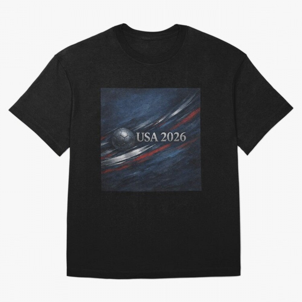 USA 2026 Soccer Emblem Inspired Classic T-Shirt Follow the Road to Match Day Hype around FIFA World Cup 2026, Cristiano Ronaldo, Germany, Fan Favorite Moments, National Team Passion, Big Match Drama and Soccer History; Perfect for Fans, Collectors,