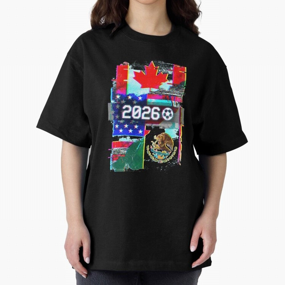 Glitched United 2026 - North America Tournament Emblem Classic T-Shirt Celebrate the Road through FIFA World Cup 2026 Group Stage Spirit, Highlighting England, Mbappe and Neymar, Football Festival Excitement, Trophy Ambitions, Country Rivalries and