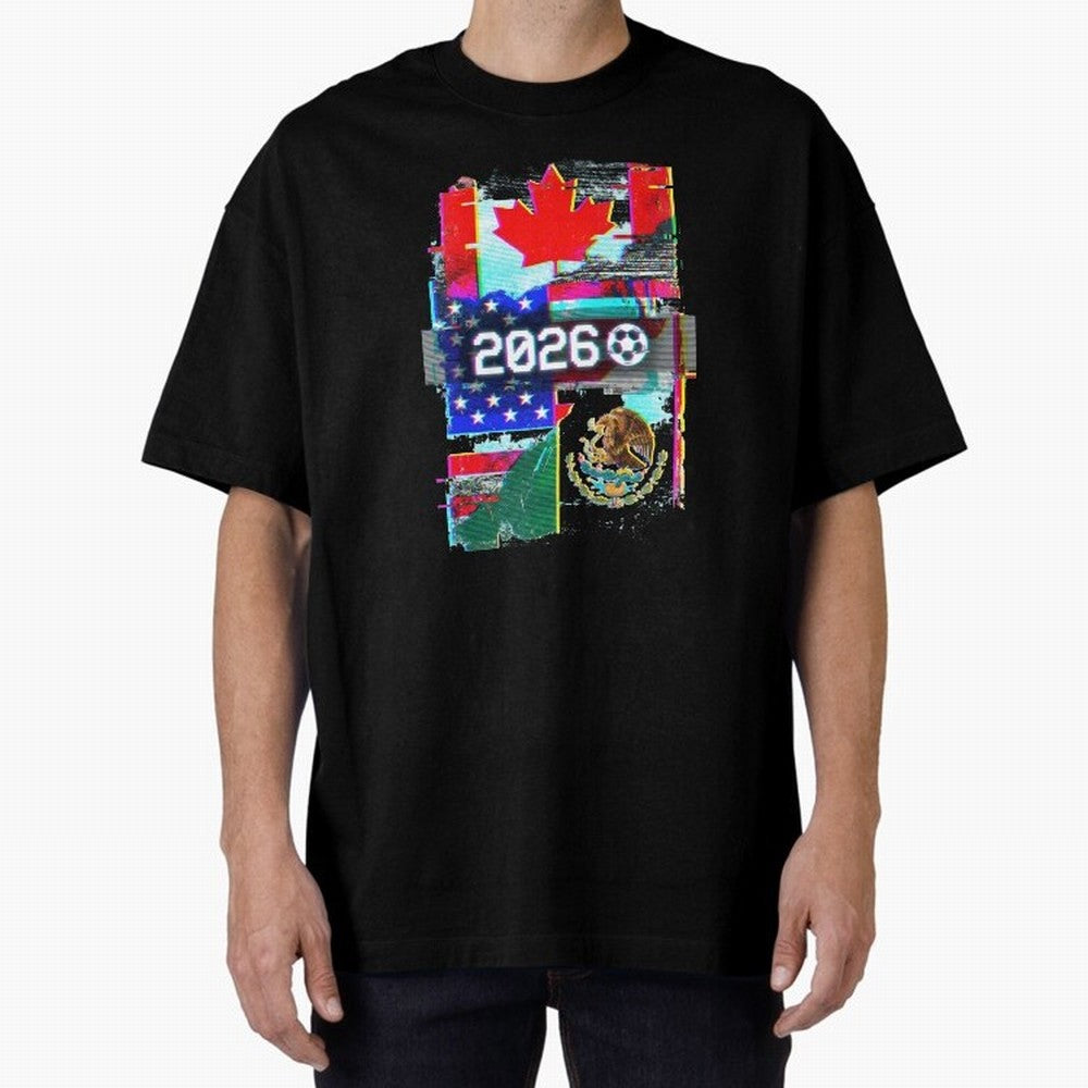 Glitched United 2026 - North America Tournament Emblem Classic T-Shirt Celebrate the Road through FIFA World Cup 2026 Group Stage Spirit, Highlighting England, Mbappe and Neymar, Football Festival Excitement, Trophy Ambitions, Country Rivalries and