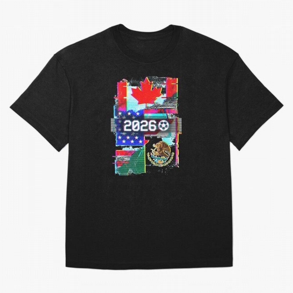Glitched United 2026 - North America Tournament Emblem Classic T-Shirt Celebrate the Road through FIFA World Cup 2026 Group Stage Spirit, Highlighting England, Mbappe and Neymar, Football Festival Excitement, Trophy Ambitions, Country Rivalries and