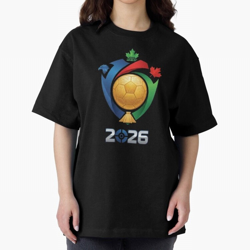 Golden Soccer Ball 2026 Host Nations Emblem Classic T-Shirt Capture Stadium Memories from FIFA World Cup 2026 for Fans of Neymar and Portugal, Bringing Worldwide Fan Energy, Dramatic Goals, Stadium Lights and Championship Celebrations; Made for