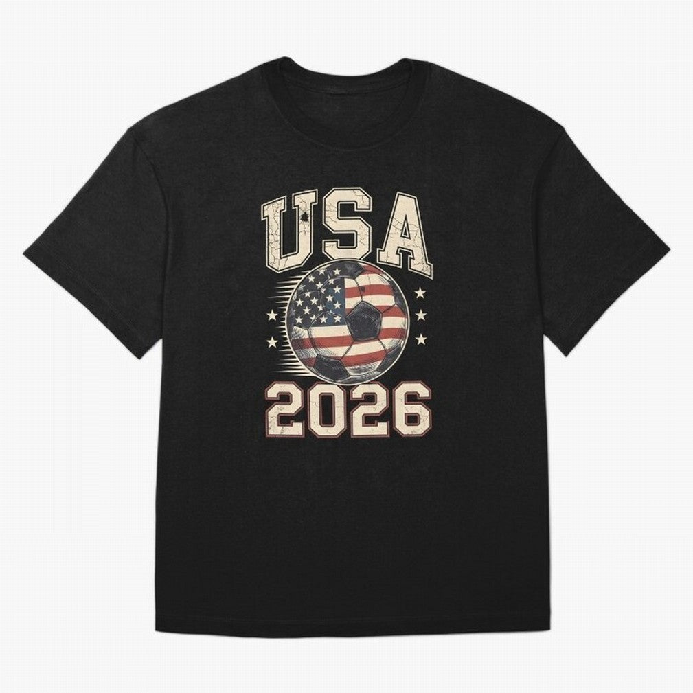 USA 2026 World Cup Soccer Classic T-Shirt Celebrate Football Heritage in FIFA World Cup 2026 USA Canada Mexico Highlighting Haaland and Mbappe, Argentina and Brazil Energy, Championship Spirit, Famous Goals, Roaring Crowds and International