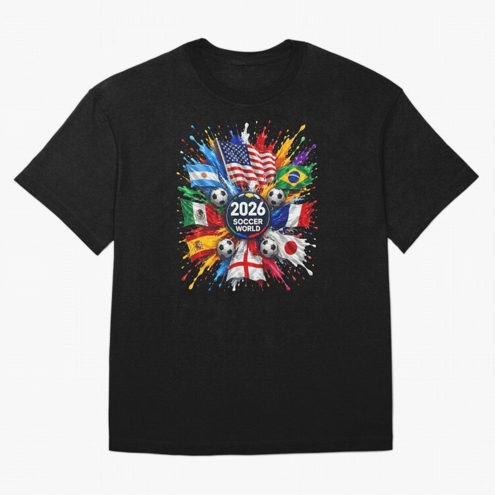 2026 Soccer World Championship Global Flags Paint Splash Sports Fan Graphic Classic T-Shirt Honor the Beautiful Game during Match Day Hype around FIFA World Cup 2026 Group Stage, Messi, Argentina, France and Brazil, Retro Football Energy, Iconic