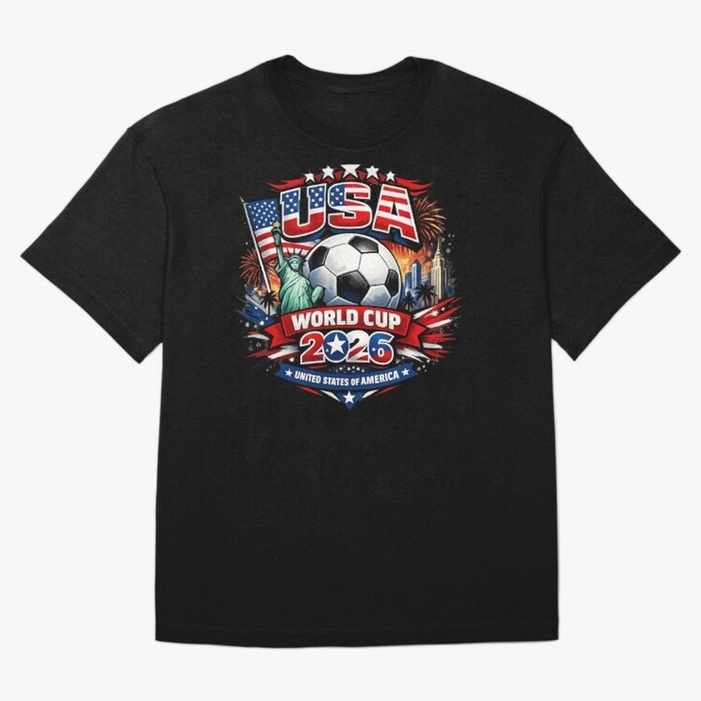 USA World Cup 2026 Soccer Graphic ¨C Patriotic Football Fan Art Classic T-Shirt Fuel Your Fan Pride for Global Football Passion for FIFA World Cup 2026 USA Canada Mexico, with Messi, Neymar and Mbappe, Argentina, France and Brazil, Match Day